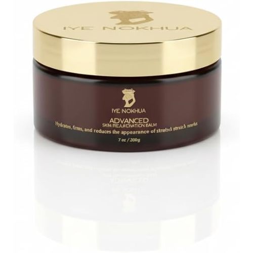 Iyé N'Okhua Advanced Skin Rejuvenation Balm, Vegan Stretch Mark & Scar Repair Body Balm with Baobab Oil, Tamanu Oil, Marula Oil, Sea Buckthorn Oil, 7 oz