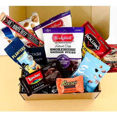 Gift Box for Men, Care Package for Him, Classic Snacks, Jerky, Sausage, Nuts, Men's Birthday, Get Well Coworker (Gift Ready)