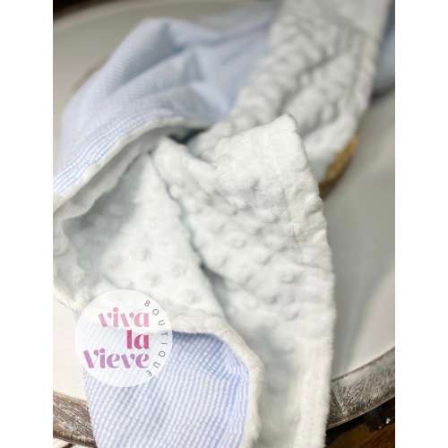 Seersucker Blanket, White Minky Blanket, Personalized Minky Blank, Blue Baby Blanket, Pink and Blue Blanket, Boy Blanket, Girl blanket