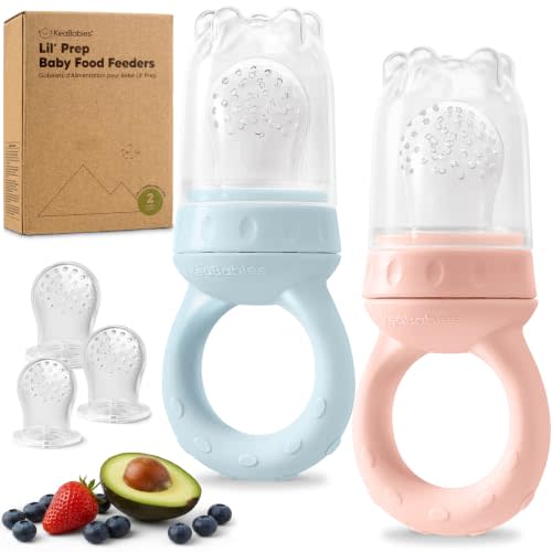 KeaBabies Baby Fruit Feeder 2pk, Silicone Baby Food Feeder,BPA-Free (Peace) | Babies 6-12 Months, Breast Milk Popsicle, Baby Led Weaning, Pacifier, Freeze Frozen Solid Food, Baby Feeding Essential