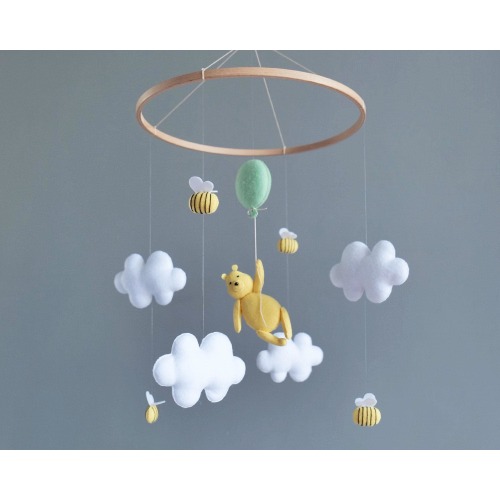 Classic Winnie the Pooh baby mobile for Winnie the Pooh nursery decor or baby shower gift