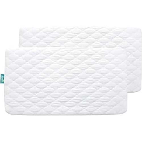 Crib Mattress Protector Sheets Fitted Waterproof Mattress Pad Cover, Noiseless & Machine Wash 100% Absorbent Mattress Protector Sheet Quilted White, 52" x 28", 2 Pack
