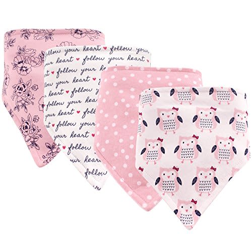 Hudson Baby Unisex Baby Cotton Bandana Bibs, Owl, One Size