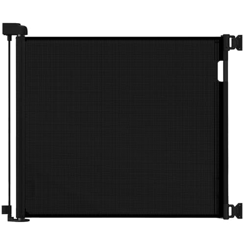 Veraste Retractable Baby Gate for Doorways and Stairs, Mesh Safety Gate for Pet, Indoor & Outdoor Use, One-Hand Operation, Easy Installation, 33.6" Tall, Expands to 55" Wide（Black,33.6"x55"