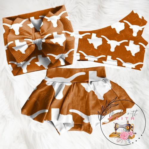 Texas Longhorns skirt, bummies or Flare Pants