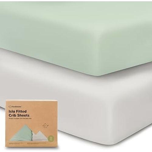 2-Pack Crib Sheets for Boys, Girls - Viscose Derive from Bamboo Toddler Bed Sheets, Baby Crib Sheets Neutral, Crib Mattress Sheet, Soft Fitted Crib Sheets Girl, Boy, Baby Sheets for Crib (Sage)