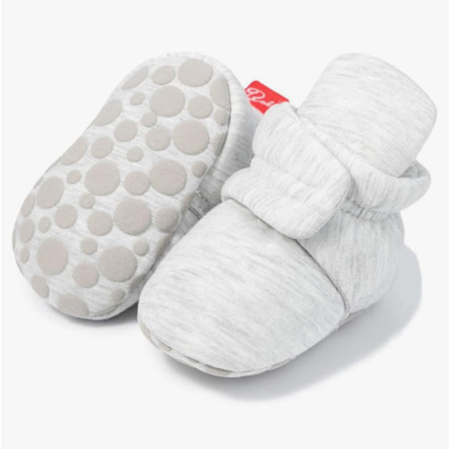 Sawimlgy Newborn Infant Baby Girl Boy Cotton Booties Stay On Sock Slippers Soft Bedroom Shoes Non-Skid Ankle Boots With Grippers Toddler Crib Warm Shoe First Walker Birthday Shower