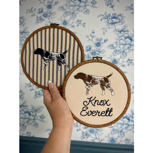 Embroidered German Shorthaired Pointer | Pointer Dog Sign | Pet Nursery Decor | Dog Wall Art | Dog Gallery Wall Decor | Dog Silhouette Sign