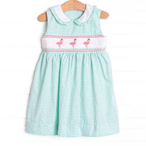 Flamingle Mint Smocked Dress, Green – Stitchy Fish