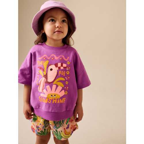Purple Tropical Top and Shorts Set (3mths-7yrs)