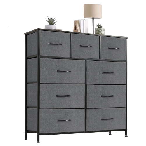 CONCETTA, 9-Drawer Fabric Dresser Storage Chest, Gray
