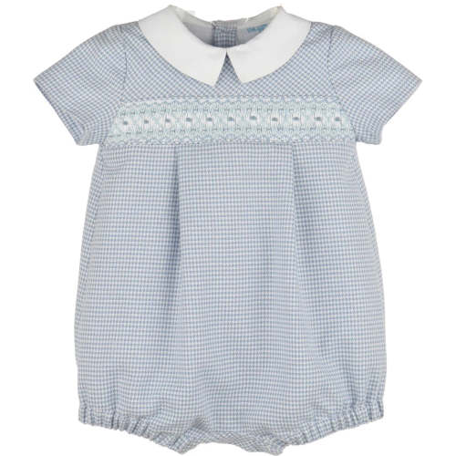 Luli & Me Checks Smock Boy Bubble-Blue (12M)