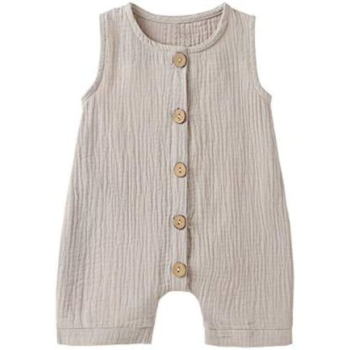 Infant Newborn Baby Boys Girls Cotton Linen Romper Summer Jumpsuit Sleeveless Overalls Clothing Set