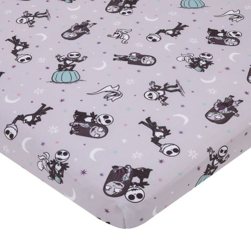 NoJo Disney Nightmare Before Christmas Gray, Black, White, and Blue, Jack Skellington Super Soft Nursery Fitted Mini Crib Sheet