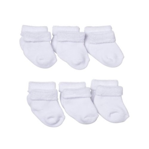 Newborn Baby Unisex White Terry Bootie Socks, 6-Pack - 0-6M