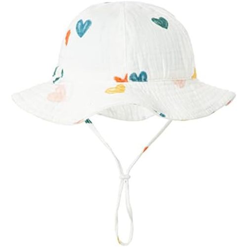 Baby Wide Brim UV-Sun-Protection-Hats - Adjustable Bucket Hat for Boys & Girls 3-12M, Newborn Soft Seersucker Summer Hat