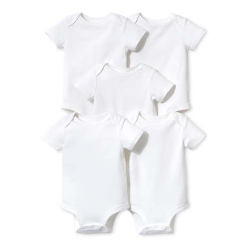 Little Star 100% Organic Cotton 5 Pack White Bodysuit Short Sleeve