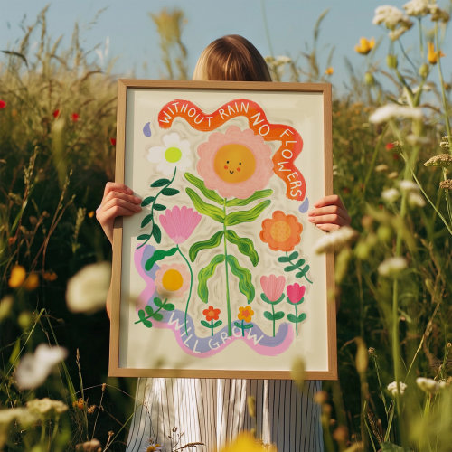 Happy Flower Kids Print: Colourful Nursery Art