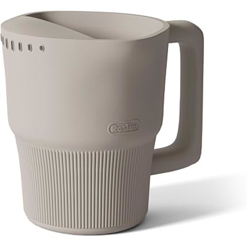 Roslim Silicone Baby Bath Rinse Cup, Shampoo & Body Rinser with Easy-Grip Handle for Rinsing Hair and Body Washing, Lightweight, Non-Toxic for Babies, Toddlers, Kids (Taupe)