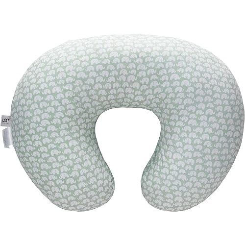 LAT Nursing Pillow for Breastfeeding,100% Cotton Removable Cover,Ergonomic Breast Feeding Pillows for Mom and Baby,Machine Washable(Elephant)