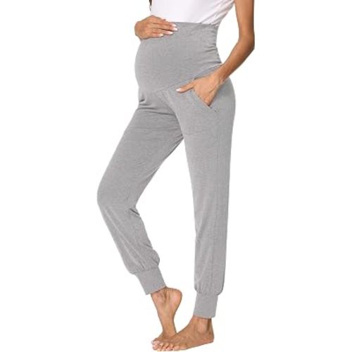 fitglam Women's Maternity Pants Over Belly Lounge Pajamas Clothes Pregnancy Must Haves Joggers with Pockets
