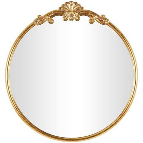 Olivia & May 32"x30" Metal Ornate Baroque Round Wall Mirror: No Assembly, Vintage Style, Wall Mount