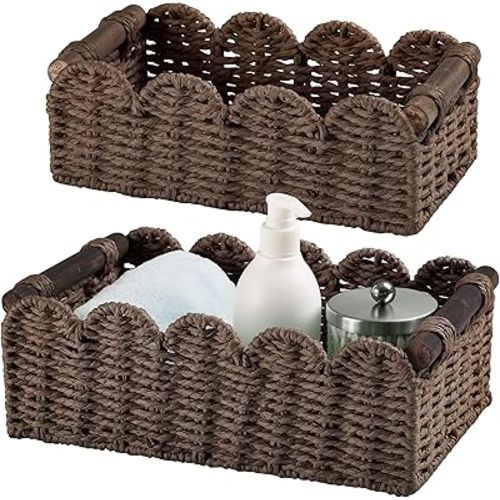 Storage Basket Wicker Baskets for Organizing Toilet Paper Storage Basket for Toilet Tank Top,Brown