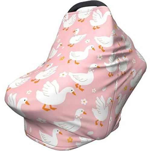 Goose Baby Stuff Car Seat Covers for Boys and Girls, Pink Multi-use Carseat Canopy Shower Gifts Stretchy Infant Carseat Cover