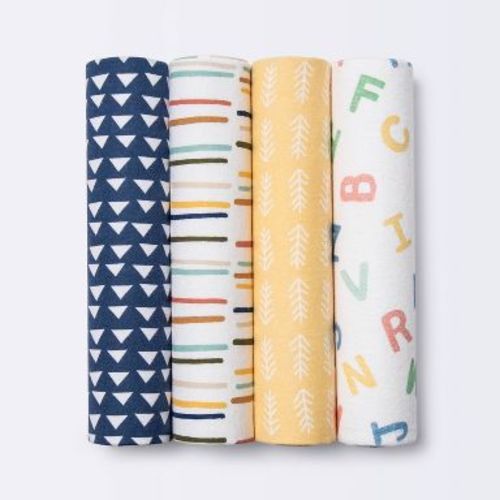 Flannel Baby Blankets Primary - Cloud Island™ 4pk