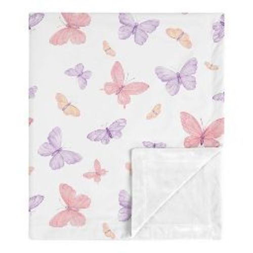 Sweet Jojo Designs Girl Baby Receiving Security Blanket Butterfly Blush Pink and Purple