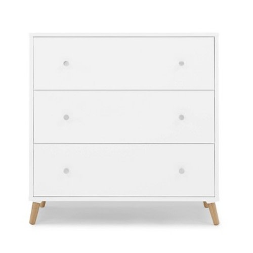 Delta Children Jordan 3 Drawer Dresser with Interlocking Drawers - Bianca White/Traditional Style, Metal Frame, Wood Surface, 34.25" Height