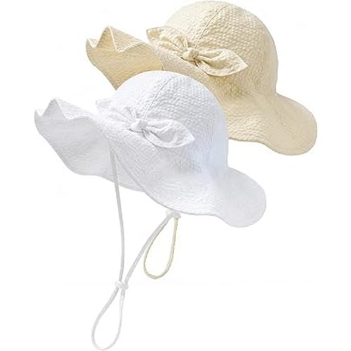 HONGTEYA Baby Sun Hat Toddler Girl Hats Infant Toddler Summer Bucket Beach Hat Wide Brim Sun Protection
