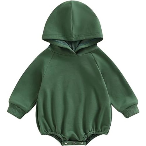 Thorn Tree Newborn Baby Boys Hooded Sweatshirt Long Sleeve Solid Romper Infant Baby Fall Winter Spring Outfits