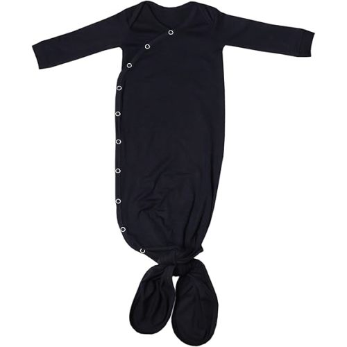 Copper Pearl Baby Gown - Knotted Newborn Sleepers for Baby Boy and Girl, Soft Stretchy Long Sleeve Infant Gowns with Bottom Tie and Hand Mittens, Perfect Hospital Coming Home Outfit (Midnight)