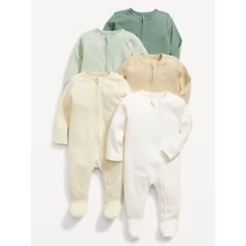 Unisex 2-Way-Zip Footie Sleep & Play One-Piece 5-Pack for Baby | Old Navy