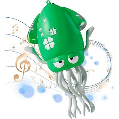 Dancing Octopus Toy for Kids, Electric Crawling Baby tummy time toys with LED Lights, Rechargeable Dancing Squid Music Gift for 3-6 Year Old Boys Girls Birthday, Interactive Octopus Toy (Green)