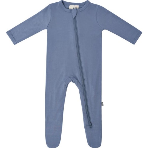 Baby Zip-Up Footie, 0-3M, Slate