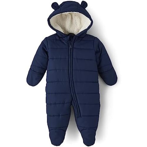 The Children's Place unisex-baby And Newborn Fleece Hoodie Zip Front Bunting Snowsuit