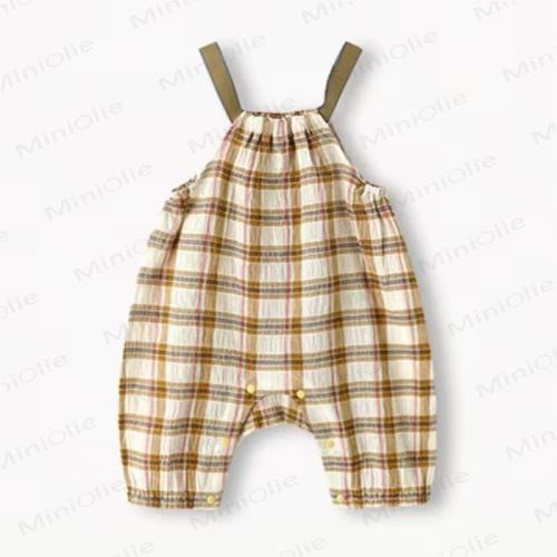 Baby Plaid Suspender Romper