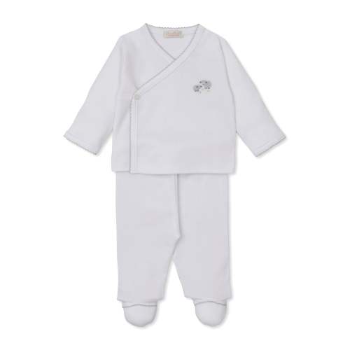 Premier Sweet Sheep White/Silver Hand Emb. Footed Pant Set