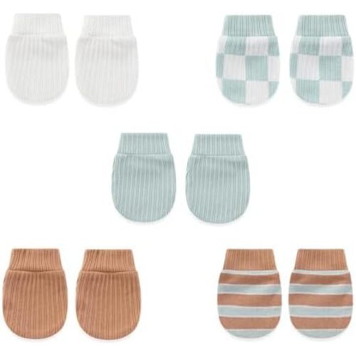 5 Pairs Baby Not Scratch Mittens 0-6 Months New Born Boy Girl Gloves Cute Infant Accessories
