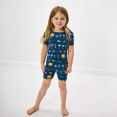 Solar Explorers Two-Piece Short Sleeve & Shorts Pajama Set | Little Sleepies