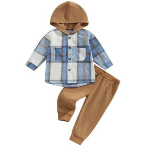 2Pcs Baby Boys Hoodie Tops Pants Set Dinosaur Deer Print Sweatsuit Fall Winter Outfits
