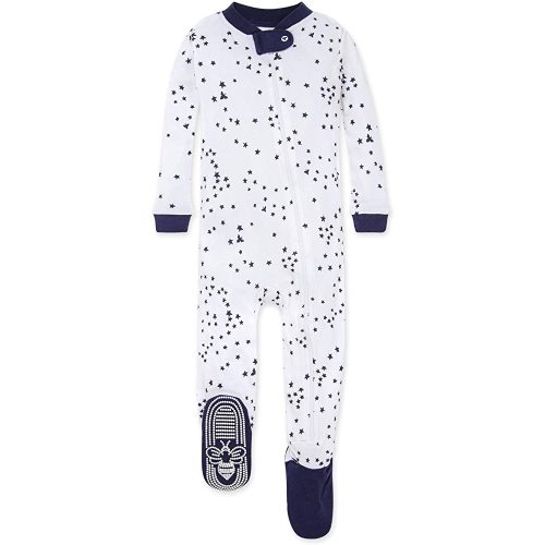 Burt's Bees Baby Baby Boys' Pajamas, Zip-Front Non-Slip Unisex Footed Sleeper Pjs, Organic Cotton
