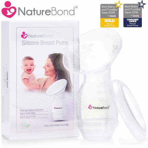 NatureBond Silicone Breastfeeding Manual Breast Pump Milk Saver Nursing Pump | Basic Pack Air-Tight Vacuum Sealed in Hardcover Gift Box. BPA Free