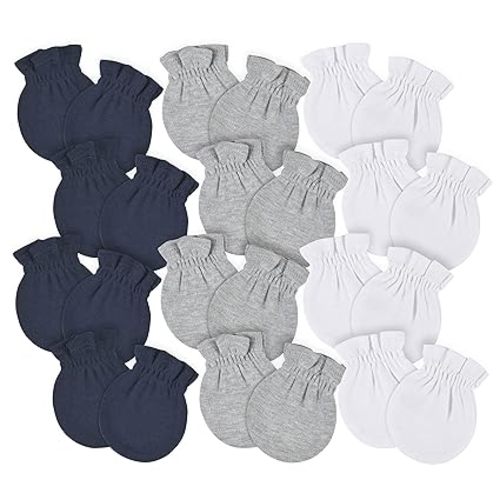 Gerber Baby Girls 8-pack And No Scratch Mittens, Navy/Gray/White, 0-3 Months 12-pack US