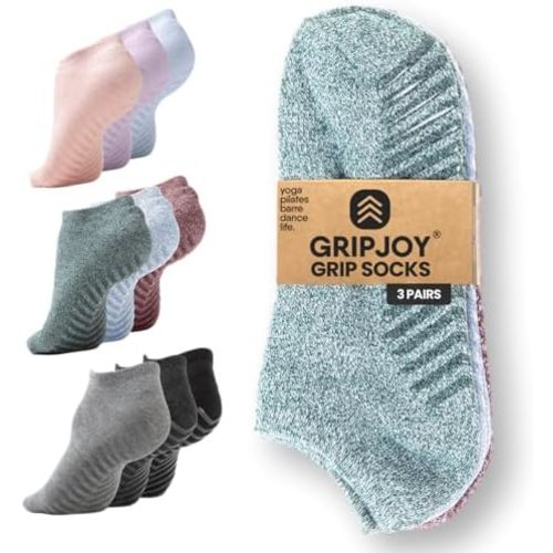 Gripjoy Grip Socks 3-Pack, Non Slip Socks for Yoga, Pilates, Barre, Dance