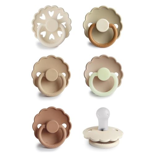 FRIGG SilkySoft Silicone Baby Pacifier 6-Pack Cinnamon Charm | Made in Denmark | BPA-Free (0-6 Months)