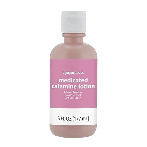 Amazon Basics Medicated Calamine Anti-Itch Lotion, Analgesic Skin Protectant, 6 Fluid Ounce, 1-Pack (Previously Solimo) (New Formula)