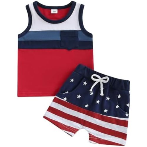 Kupretty Baby Boy Summer Clothes Sleeveless Tank Tops Vest T-Shirt + Casual Shorts Toddler Outfits Set
